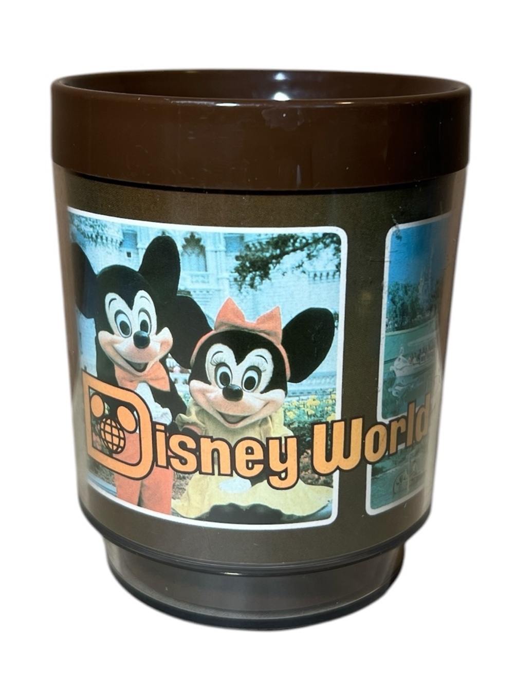 Vintage 1970s Disney World Mickey & Minnie Plastic Mug